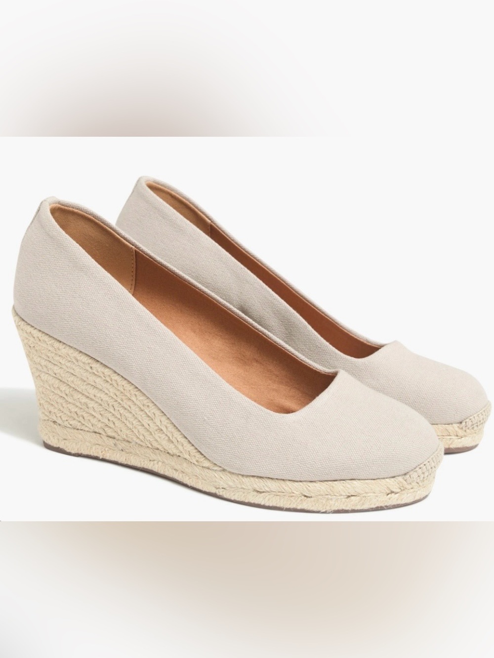 J. Crew Neutral Beige Espadrille Wedge Pumps
